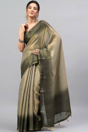 Multicolor tussar dyed saree with blouse