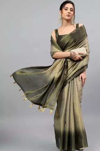 Multicolor tussar dyed saree with blouse