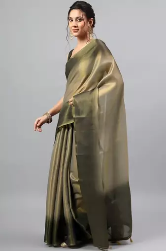 Multicolor tussar dyed saree with blouse