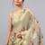 Beige tussar printed saree with blouse