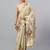 Beige tussar printed saree with blouse