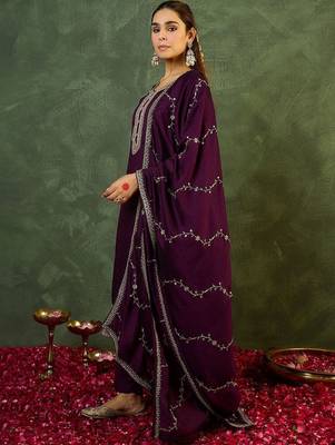 Women Embroidered Regular Sequinned Kurta with Trousers & With Dupatta 3