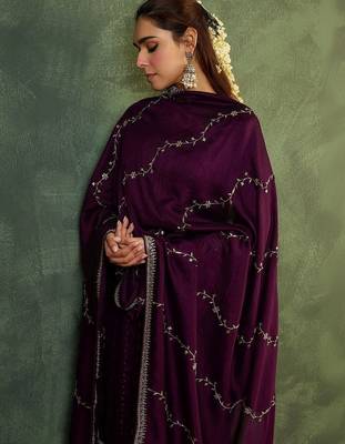 Women Embroidered Regular Sequinned Kurta with Trousers & With Dupatta 5