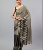 Grey tussar woven design saree with blouse