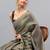 Grey tussar woven design saree with blouse