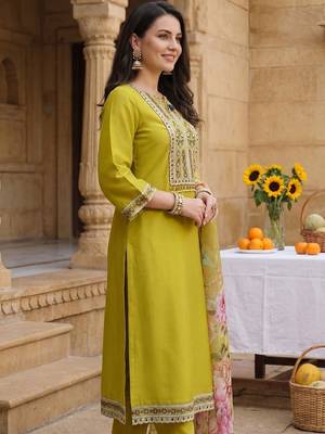 Women Ethnic Motifs Embroidered Panelled Sequinned Kurta with Trousers & With Dupatta 4