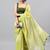 Lime linen printed saree with blouse
