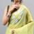 Lime linen printed saree with blouse