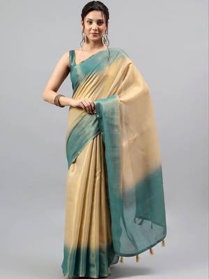 Multicolor tussar dyed saree with blouse 1