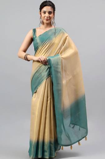 Multicolor tussar dyed saree with blouse