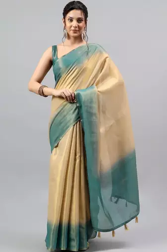 Multicolor tussar dyed saree with blouse