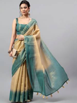 Multicolor tussar dyed saree with blouse 2