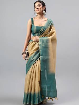 Multicolor tussar dyed saree with blouse 3