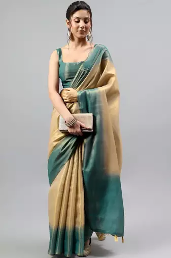 Multicolor tussar dyed saree with blouse