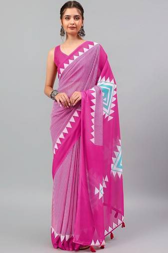 Magenta georgette printed saree with blouse