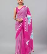 Magenta georgette printed saree with blouse