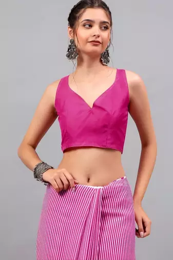 Magenta georgette printed saree with blouse