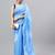 Blue linen printed saree with blouse