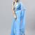 Blue linen printed saree with blouse