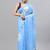 Blue linen printed saree with blouse