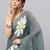 Grey linen printed saree with blouse