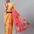 Yellow georgette printed saree with blouse