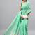 Sea green linen printed saree with blouse