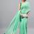 Sea green linen printed saree with blouse