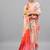 Peach georgette printed saree with blouse