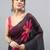Black linen printed saree with blouse