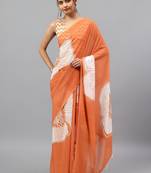 Orange georgette printed saree with blouse