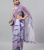 Purple georgette printed saree with blouse