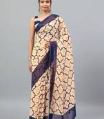 Peach georgette printed saree with blouse