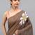 Brown linen printed saree with blouse