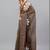 Brown linen printed saree with blouse