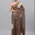 Brown linen printed saree with blouse