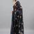 Navy blue georgette printed saree with blouse