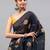 Navy blue georgette printed saree with blouse