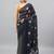 Navy blue georgette printed saree with blouse