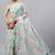 Sea green chiffon printed saree with blouse