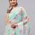 Sea green chiffon printed saree with blouse