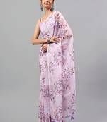 Lavender chiffon printed saree with blouse