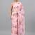 Pink chiffon printed saree with blouse