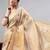 Beige tussar printed saree with blouse