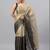 Grey tussar colourblocked saree with blouse