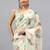 Off white chiffon printed saree with blouse