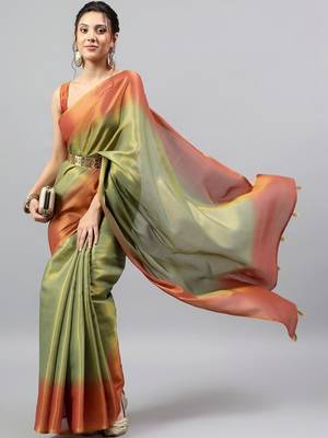 Multicolor tussar dyed saree with blouse 1