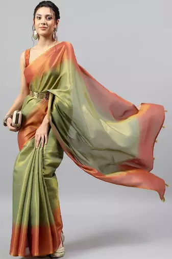 Multicolor tussar dyed saree with blouse