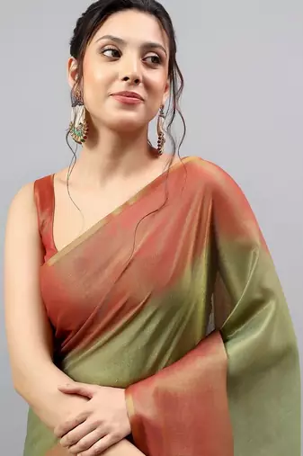 Multicolor tussar dyed saree with blouse