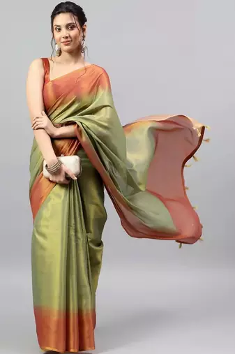 Multicolor tussar dyed saree with blouse